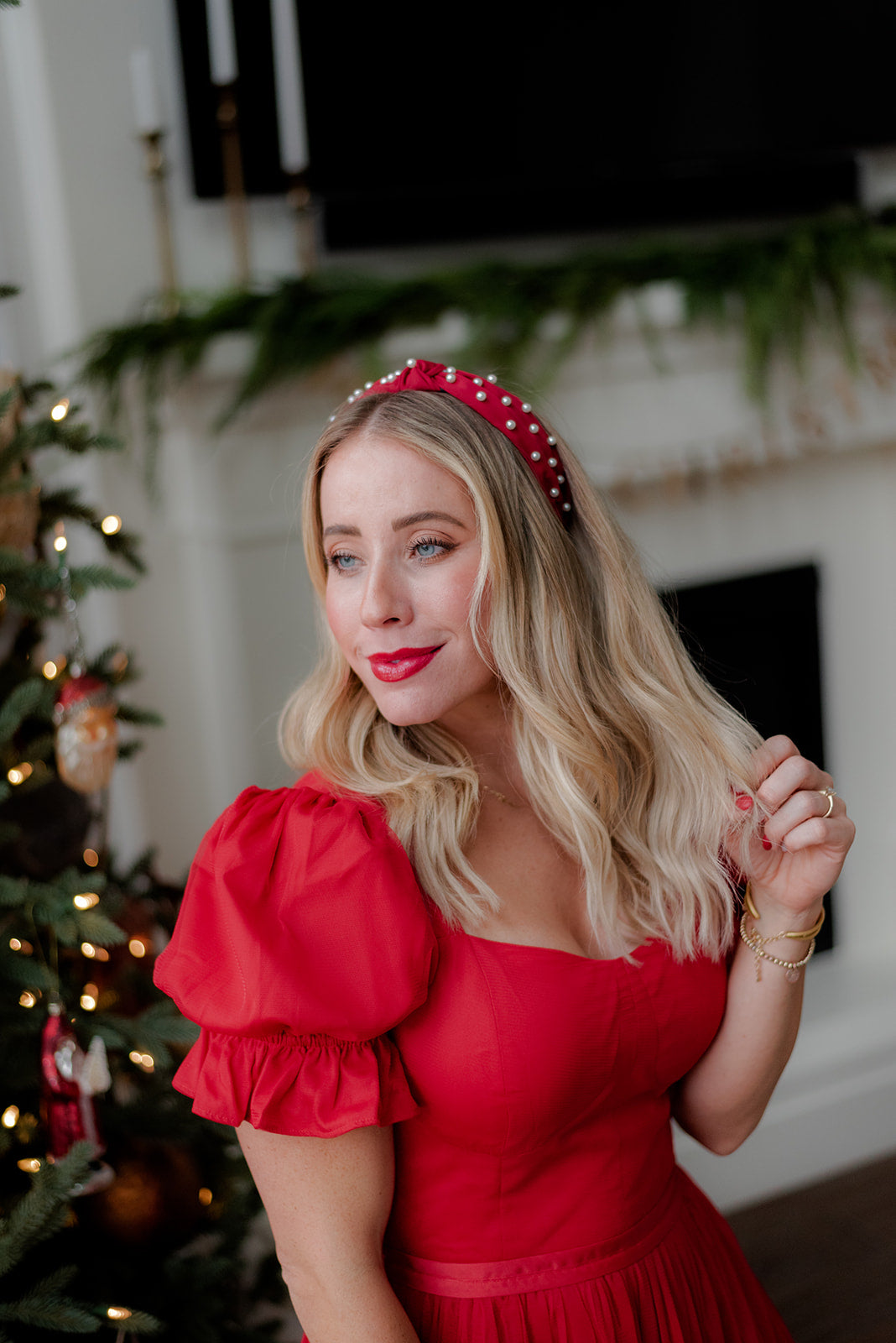 Pearl Headband Set - Red & Black