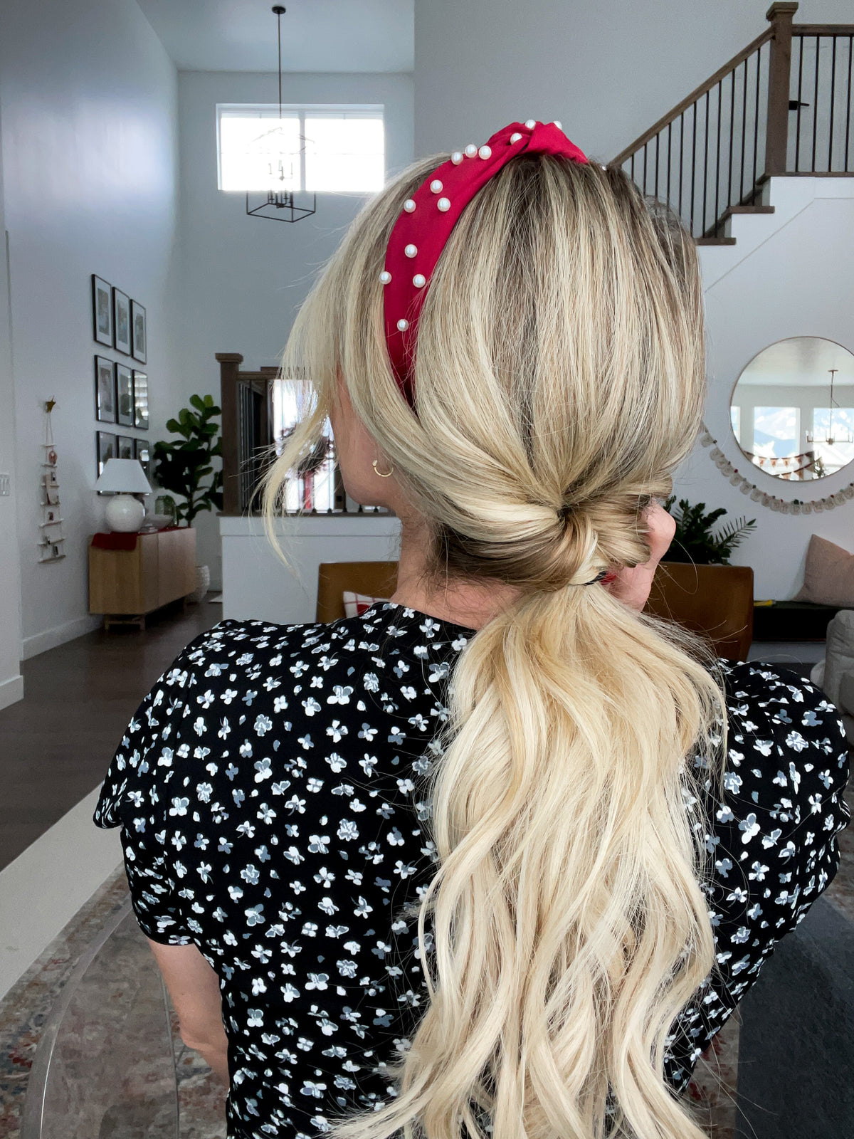 Pearl Headband Set - Red & Black